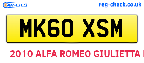 MK60XSM are the vehicle registration plates.