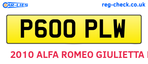 P600PLW are the vehicle registration plates.