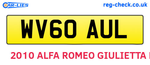 WV60AUL are the vehicle registration plates.