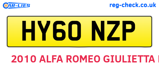 HY60NZP are the vehicle registration plates.