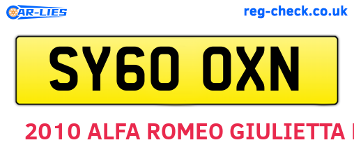 SY60OXN are the vehicle registration plates.