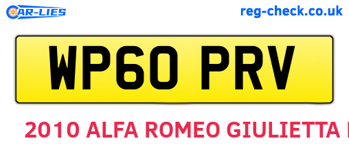 WP60PRV are the vehicle registration plates.