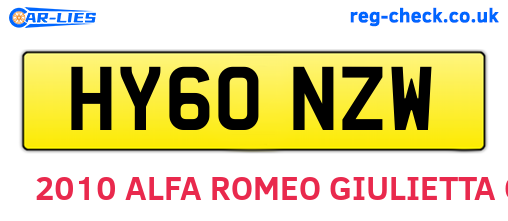 HY60NZW are the vehicle registration plates.