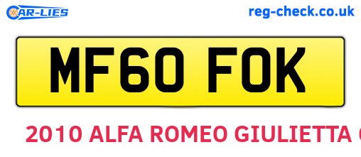 MF60FOK are the vehicle registration plates.