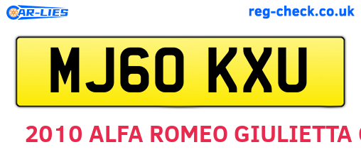 MJ60KXU are the vehicle registration plates.