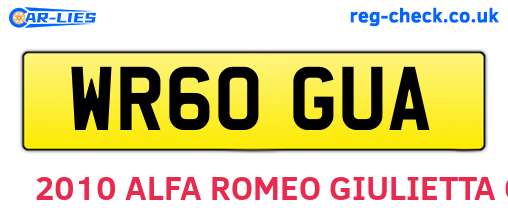 WR60GUA are the vehicle registration plates.