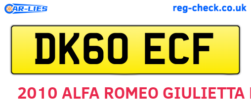 DK60ECF are the vehicle registration plates.