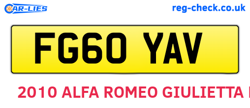FG60YAV are the vehicle registration plates.