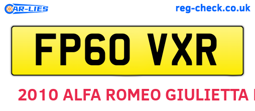 FP60VXR are the vehicle registration plates.