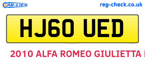 HJ60UED are the vehicle registration plates.