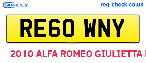RE60WNY are the vehicle registration plates.