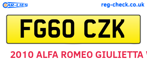 FG60CZK are the vehicle registration plates.