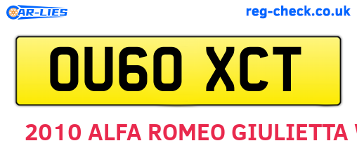 OU60XCT are the vehicle registration plates.