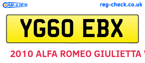 YG60EBX are the vehicle registration plates.