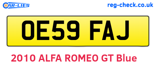 OE59FAJ are the vehicle registration plates.