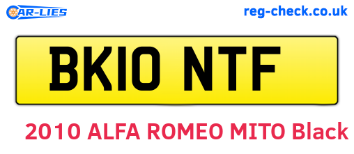 BK10NTF are the vehicle registration plates.