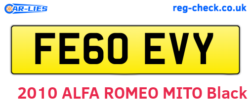 FE60EVY are the vehicle registration plates.