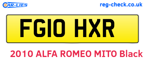 FG10HXR are the vehicle registration plates.