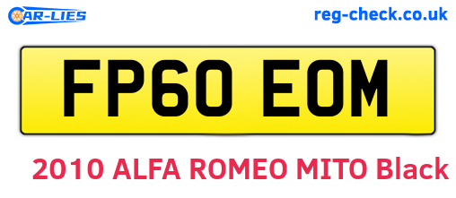 FP60EOM are the vehicle registration plates.