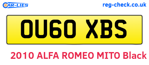 OU60XBS are the vehicle registration plates.
