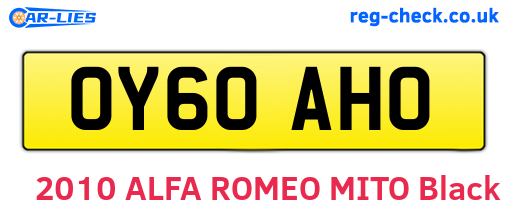 OY60AHO are the vehicle registration plates.