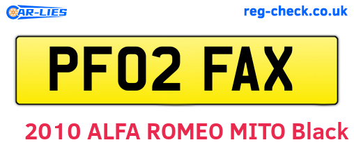 PF02FAX are the vehicle registration plates.