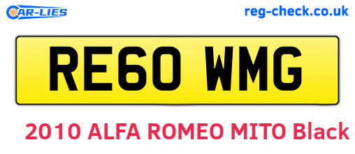 RE60WMG are the vehicle registration plates.