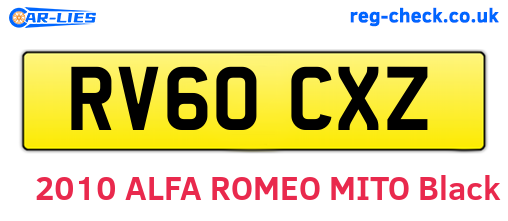 RV60CXZ are the vehicle registration plates.
