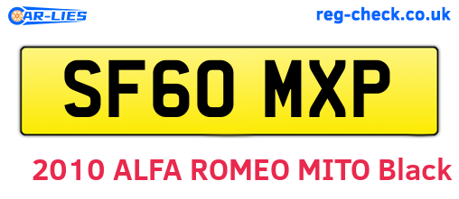 SF60MXP are the vehicle registration plates.