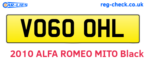 VO60OHL are the vehicle registration plates.
