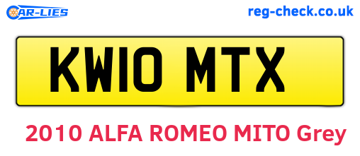 KW10MTX are the vehicle registration plates.