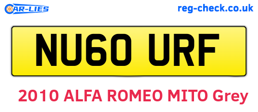 NU60URF are the vehicle registration plates.