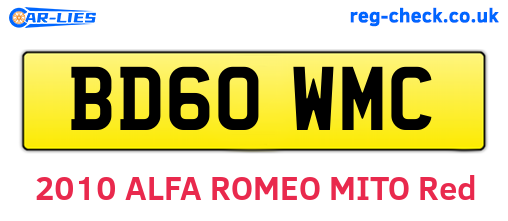 BD60WMC are the vehicle registration plates.