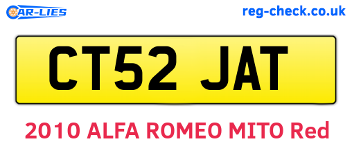 CT52JAT are the vehicle registration plates.