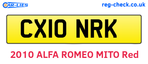 CX10NRK are the vehicle registration plates.