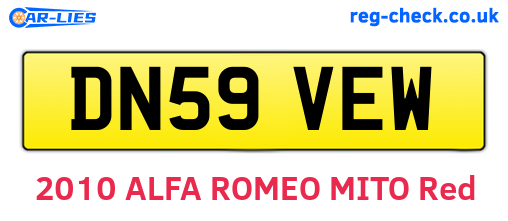 DN59VEW are the vehicle registration plates.