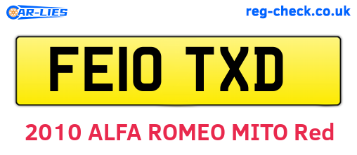 FE10TXD are the vehicle registration plates.