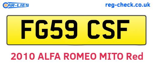 FG59CSF are the vehicle registration plates.