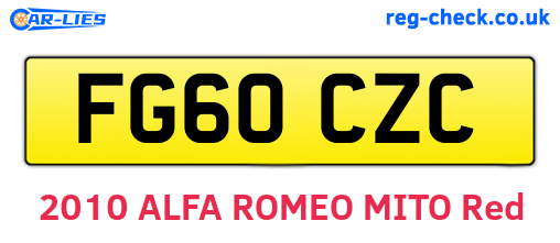 FG60CZC are the vehicle registration plates.