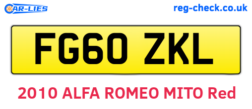 FG60ZKL are the vehicle registration plates.
