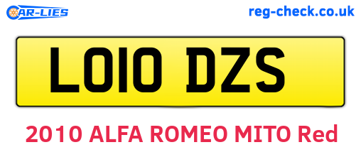 LO10DZS are the vehicle registration plates.