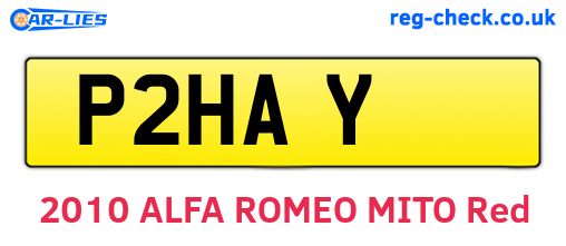P2HAY are the vehicle registration plates.
