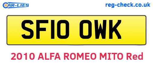SF10OWK are the vehicle registration plates.