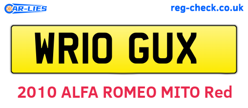 WR10GUX are the vehicle registration plates.