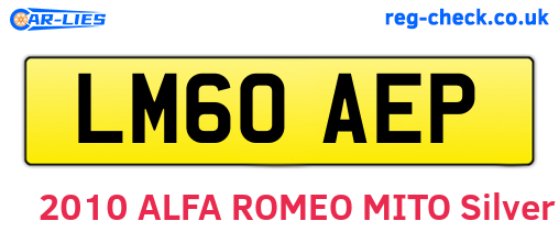 LM60AEP are the vehicle registration plates.