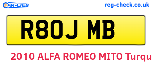 R80JMB are the vehicle registration plates.