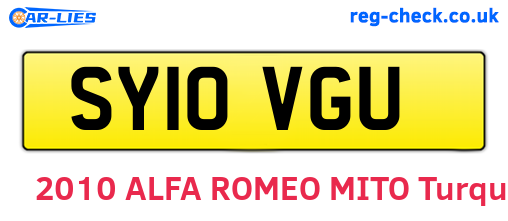 SY10VGU are the vehicle registration plates.