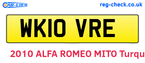 WK10VRE are the vehicle registration plates.
