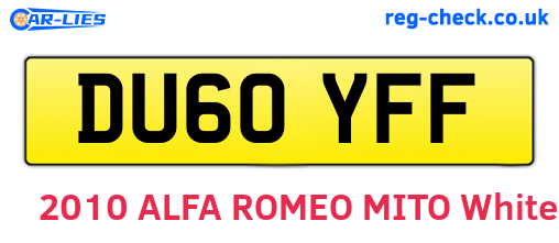 DU60YFF are the vehicle registration plates.