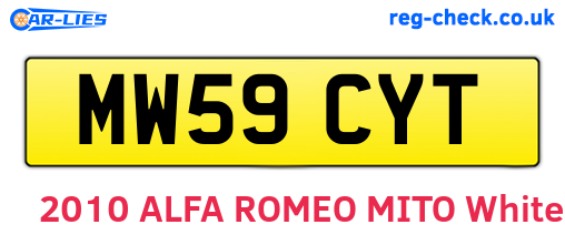 MW59CYT are the vehicle registration plates.